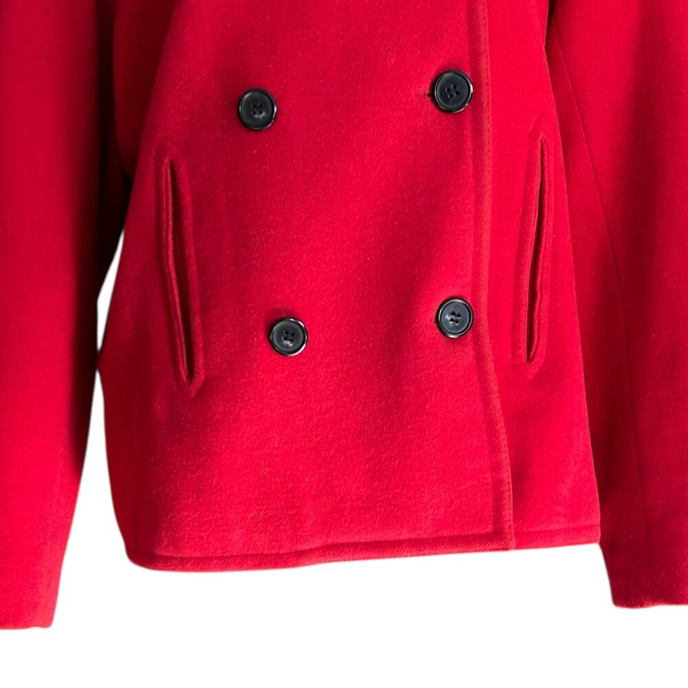 LizSport Red Wool Cashmere Pea Coat Vintage Womens Sz Large Quiet Luxury Classic - Picture 10 of 16